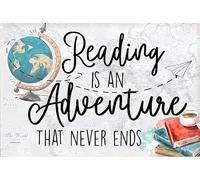 Classroom Rules Library Reading Posters, Reading Nook Decor English Classroom Decor Adventure Decor The World Is Yours Décoration murale en métal 20,3 x 30,5 cm