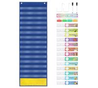 Classroom Schedule - 15+1 Daily Scheule Poket hart Kit wih Dry-erase Pens | Attractive Double-Sided Erasable Cards, Scheduling Pocket Chart with 2 Hangers for Classrom Office Home