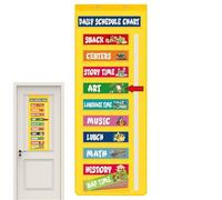 Classroom Schedule Chart, Visual Daily Calendar, Kids Learning Organizer, Teaching Tool Display, Pocket Chart System for Education Home Daycare Homeschool Teacher Toddler Use, 50.98x17.99x0.39 inches