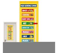 Classroom Schedule Pocket Chart, Visual Daily Calendar, 50.98x17.99x0.39 Inches Teaching Organization Tool, Educational Display for Learning Home Daycare Homeschool Teacher Kids and Classroom Planning