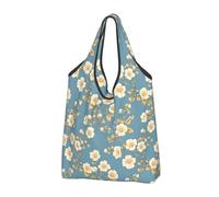 Classy Blossom Sacs d'épicerie réutilisables avec poignées Motif floral Blanc, Noir/blanc, 2 PCS