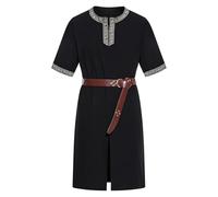 clasToonrain 2 Pcs tunique médiévale homme Renaissance Viking chevalier Costume pour Halloween fête à thème Ancient Gr ay(Noir,Moyen)