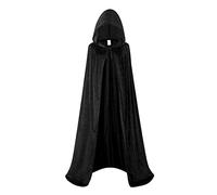 clasToonrain Adulte Tous Les Saints Mystères cape à Capuche Velours Cape Sorcier Costume de Jeu Noël Cosplay Costume(Noir 130CM)