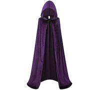 clasToonrain Adulte Tous Les Saints Mystères cape à Capuche Velours Cape Sorcier Costume de Jeu Noël Cosplay Costume(Violet 130CM)