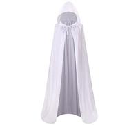 clasToonrain Adulte Tous Les Saints Mystères cape à Capuche Velours Cape Sorcier Costume de Jeu Noël Cosplay Costume(Blanc 150CM)