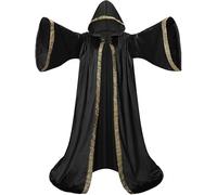 clasToonrain Robe à Capuche à Manches Longues de Velvet Witcher Costume de Cosplay Fantaisie de Cape de Vampire D'Halloween(Noir 170CM)