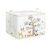 Clastyle 36L Grand Paniers Rangement Animaux de la Forêt avec Poignée Boîtes de Rangement Blanc Repliable Jouets Rectangulaire pour la Chambre des Enfants