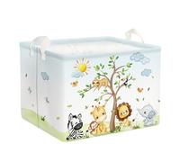 Clastyle 36L Grand Paniers Rangement Animaux de la Jungle avec Poignée Boîtes de Rangement Blanc Repliable Jouets Rectangulaire pour la Chambre des Enfants