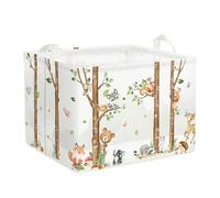 Clastyle 36L Grand Paniers Rangement Forêt de Bouleaux Animaux Blanc avec Poignée Boîtes de Rangement Ours Renard Repliable Jouets Rectangulaire pour la Chambre des Enfants