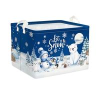 Clastyle 36L Grand Paniers Rangement Hiver Animaux Ours Pingouin avec Poignée Boîtes de Rangement Chevreuil Chouette Phoque Repliable Jouets Rectangulaire pour la Chambre des Enfants