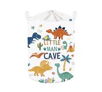 Clastyle 45L Grand Corbeilles à Linge Boho Dinosaure pour Garçon Fille avec Poignée Paniers à Linge Sale Blanc Repliable Vêtements Jouets avec Couvercle pour Salle de Bain