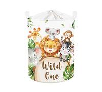 Clastyle 45L Grand Corbeilles à Linge Jungle Blanc Pour Garçon Fille avec Poignée Paniers à Linge Sale Repliable Vêtements Jouets avec Couvercle Pour Salle de Bain Chambre à Coucher