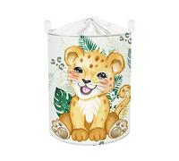 Clastyle 63L Paniere a Linge Sale pour Enfant Zèbre Léopard Animal Forestier Feuilles de Palmier Vert Panier Rangement Grand pour Garçons Fille pour Jouets Vêtements, 40x50 cm