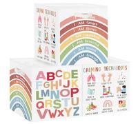Clastyle Boîtes de Rangement Lot de 3 Apprentissage Éducation Paniers de Rangement Cube Arc-en-ciel Enfant Pliables Coffre à Jouets Garçons Filles pour Étagères Livres, Blanc, 30x30x30 cm