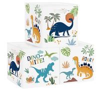 Clastyle Lot de 3 Boite Rangement Tissu Dinosaure Cube de Rangement Pliable Panier Kallax pour Salle de Bain, Palmiers, 30x30x30 cm
