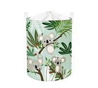Clastyle Panier a Linge Enfant Vert avec des Koala, Feuillage - 45L Corbeille a Linge Pliable Rond avec des Animaux - Panier Rangement Bebe pour Jouets Vêtements, 36x45 cm