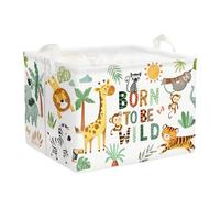 Clastyle Panier Rangement Bébé Animaux Boho Corbeille à Linge Sale Garçon Fille pour Vêtement Boite de Rangement Jouet pour Salle de Bain Chambre à Coucher, Vert, 40x30x30 cm