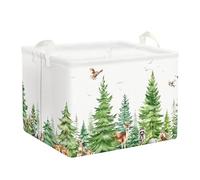 Clastyle Panier Rangement Bébé Animaux Cèdre Corbeille à Linge Sale Arbre Garçon Fille pour Vêtement Boite de Rangement Jouet pour Salle de Bain Chambre à Coucher, Cerf Chouette, 40 * 30 * 30 cm