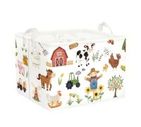 Clastyle Panier Rangement Bébé Animaux de Ferme Corbeilles à Linge Sale Feuille Garçons Filles pour Vêtements Boite de Rangement Jouets pour Salle de Bain Chambre à Coucher, Tournesol, 40x30x30 cm
