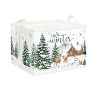 Clastyle Panier Rangement Bébé Animaux en Cèdre Corbeilles à Linge Sale Arbre de Noël Garçons Filles pour Vêtements Boite de Rangement Jouets pour Salle de Bain Chambre à Coucher,Cerf,40*30*30 cm