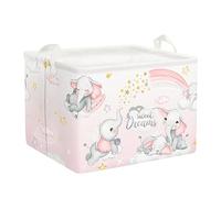 Clastyle Panier Rangement Bébé Animaux Endormis Corbeilles à Linge Sale Garçons Filles pour Vêtements Boite de Rangement Jouets pour Salle de Bain Chambre à Coucher, Éléphant, 40x30x30 cm