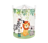 Clastyle Panier Rangement Bébé Animaux Forêt Corbeille à Linge Sale Feuille Garçon Fille pour Vêtement Boite de Rangement Jouet pour Salle de Bain Chambre à Coucher, Lion Koloa Éléphant, 40 * 50 cm