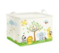 Clastyle Panier Rangement Bébé Animaux Forêt Corbeille à Linge Sale Garçon Fille pour Vêtement Boite de Rangement Jouet pour Salle de Bain Chambre à Coucher, Lion Éléphant, 40x30x30 cm