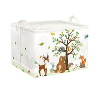 Clastyle Panier Rangement Bébé Animaux Forêt Corbeille à Linge Sale Garçon Fille pour Vêtement Boite de Rangement Jouet pour Salle de Bain Chambre à Coucher, Ours Cerf Renard, 40 * 30 * 30 cm