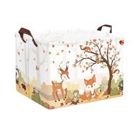 Clastyle Panier Rangement Bébé Animaux Forêt Corbeille à Linge Sale Garçon Fille pour Vêtement Boite de Rangement Jouet pour Salle de Bain Chambre à Coucher,Écureuil Renard,40 * 30 * 30 cm