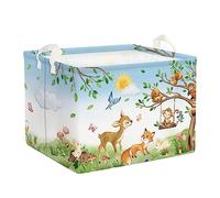 Clastyle Panier Rangement Bébé Animaux Forêt Corbeille à Linge Sale Garçon Fille pour Vêtement Boite de Rangement Jouet pour Salle de Bain Chambre à Coucher, Cerf Renard Singe, 40x30x30 cm