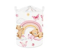 Clastyle Panier Rangement Bébé Arc-en-ciel Corbeille à Linge Sale Pliable Fille pour Vêtement Boite de Rangement Jouet pour Salle de Bain Chambre à Coucher,Ours,36 * 45 cm