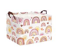 Clastyle Panier Rangement Bébé Arc-en-ciel Corbeille à Linge Sale Pliable Fille pour Vêtement Boite de Rangement Jouet pour Salle de Bain Chambre à Coucher, Cœur, 40 * 30 * 30 cm