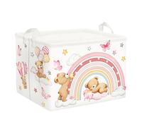 Clastyle Panier Rangement Bébé Arc-en-ciel Corbeille à Linge Sale Pliable Fille pour Vêtement Boite de Rangement Jouet pour Salle de Bain Chambre à Coucher, Ours, 40x30x30 cm