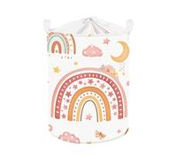 Clastyle Panier Rangement Bébé Arc-en-ciel Corbeille à Linge Sale Pliable Fille pour Vêtement Boite de Rangement Jouet pour Salle de Bain Chambre à Coucher,Lune,36 * 45 cm