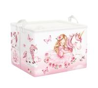 Clastyle Panier Rangement Bébé Arc-en-ciel Rose Corbeilles à Linge Sale Filles pour Vêtements Boite de Rangement Jouets pour Salle de Bain Chambre à Coucher, Rose, 40x30x30 cm