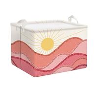 Clastyle Panier Rangement Bébé Bohème Corbeille à Linge Sale Pliable Fille pour Vêtement Boite de Rangement Jouet pour Salle de Bain Chambre à Coucher, Soleil, 40x30x30 cm