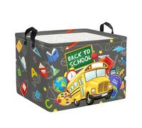 Clastyle Panier Rangement Bébé Bus Scolaire Corbeilles à Linge Sale Pliable Garçon Fille pour Vêtements Boite de Rangement Jouets pour Salle de Bain Chambre à Coucher, Livre, 40x30x30 cm