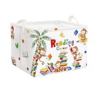 Clastyle Panier Rangement Bébé Étude Corbeille à Linge Sale Garçon Fille pour Vêtement Boite de Rangement Jouet pour Salle de Bain Chambre à Coucher, Singe Livre, 40x30x30 cm