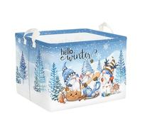 Clastyle Panier Rangement Bébé Hiver Corbeilles à Linge Sale Flocon de Neige Garçons Filles pour Vêtements Boite de Rangement Jouets pour Salle de Bain Chambre à Coucher,Gnome Bleu,40 * 30 * 30 cm