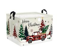 Clastyle Panier Rangement Bébé Joyeux Noël Corbeilles à Linge Sale Filles pour Vêtements Boite de Rangement Jouets pour Salle de Bain Chambre à Coucher, Arbre Carreaux, 40x30x30 cm