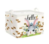 Clastyle Panier Rangement Bébé Lapin Pâques Corbeille à Linge Sale Garçon Fille pour Vêtement Boite de Rangement Jouet pour Salle de Bain Chambre à Coucher, Bonjour, 40 * 30 * 30 cm