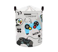 Clastyle Panier Rangement Bébé Manette de Jeu Corbeille à Linge Sale Garçon Fille pour Vêtement Boite de Rangement Jouet pour Salle de Bain Chambre à Coucher, Gris, 36x45 cm