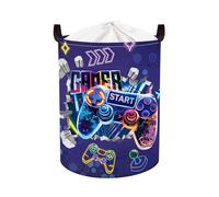 Clastyle Panier Rangement Bébé Manette de Jeu Corbeille à Linge Sale Garçon Fille pour Vêtement Boite de Rangement Jouet pour Salle de Bain Chambre à Coucher,3D Violet,36 * 45 cm