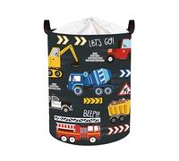 Clastyle Panier Rangement Bébé Voiture Corbeille à Linge Sale Garçon pour Vêtement Boite de Rangement Jouet pour Salle de Bain Chambre à Coucher, Camion Fire, 36x45 cm