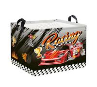 Clastyle Panier Rangement Bébé Voiture de Course Corbeilles à Linge Sale Pliable Garçon pour Vêtements Boite de Rangement Jouets pour Salle de Bain Chambre à Coucher, Drapeau, 40x30x30 cm