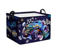 Clastyle Panier Rangement Bébé Voiture de Course Corbeilles à Linge Sale Pliable Garçon pour Vêtements Boite de Rangement Jouets pour Salle de Bain Chambre à Coucher, Monstre 3D, 40x30x30 cm