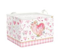 Clastyle Panier Rangement Femme Homme Saint-Valentin Corbeille à Linge Sale Cœur pour Vêtement Boite de Rangement Jouet pour Salle de Bain Chambre à Coucher, Rose, 40 * 30 * 30 cm