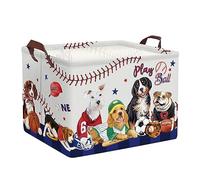Clastyle Paniers de Rangement Chien de Compagnie au Style Sportif Rectangulaire Boîtes de Rangement Balles Jouets Vêtements pour la Chambre des Enfant, Chien Sport, 40x30x30 cm