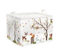 Clastyle Paniers Rangement Animaux Jungle Cerf Renard Oiseau Ecureuil Lapin Arbre Blanc Boîtes de Rangement Cubique pour la Chambre des Enfants, 40x30x30 cm