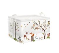 Clastyle Paniers Rangement Animaux Jungle Cerf Renard Oiseau Ecureuil Lapin Arbre Blanc Boîtes de Rangement Cubique pour la Chambre des Enfants, 36x26x23 cm